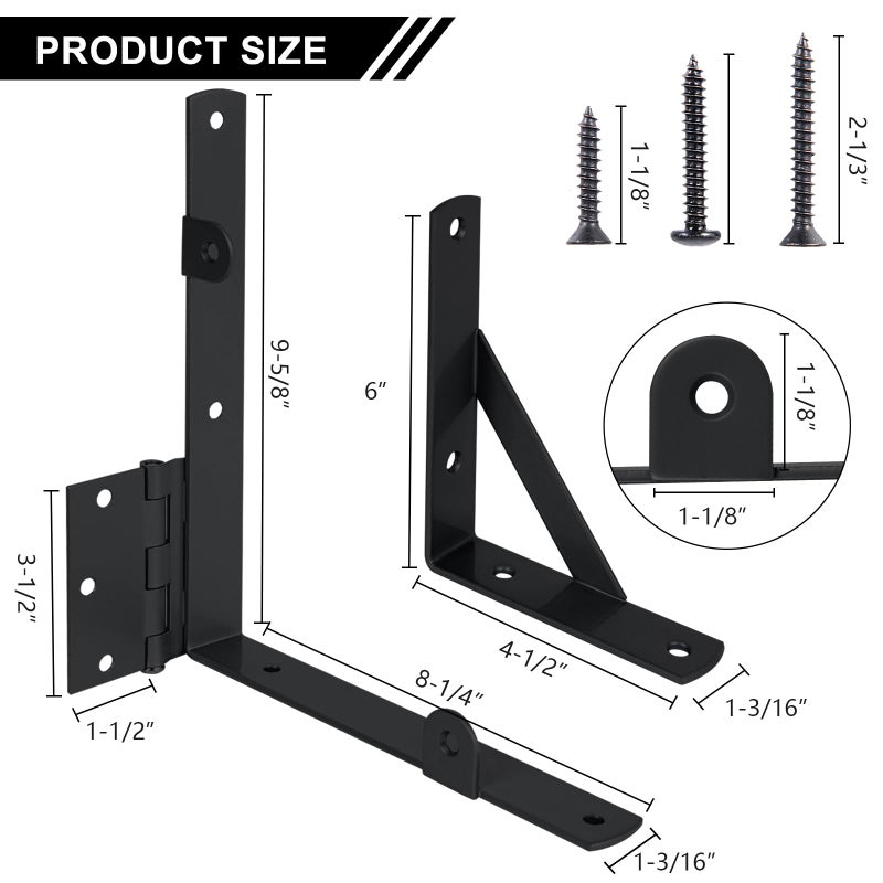 Securitoday Gate Hardware Kit for Wood Fence  Corner Brace Bracket  Anti Sag Frame Hardware With Latch and Hinges for Wooden Fence Driveway  Black  MKZJ1115 - Image 2
